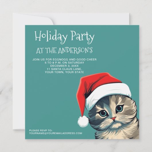 Grünes Mit Augen Weihnachtskätzchen in einer Weihn (Rückseite)