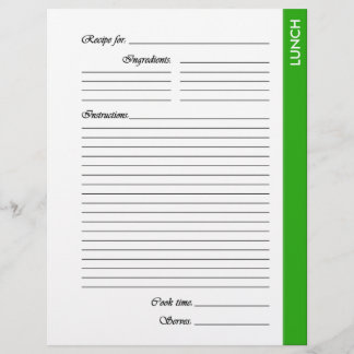 Grünes Mittagessen 2-seitige Rezeptseiten