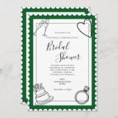 Grünes modernes Brautparty Einladung (Vorne/Hinten)