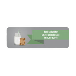 Grünes, modernes Etikett für Milch und Cookies