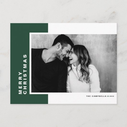 Grünes, modernes Foto, frohe Weihnachten (Vorderseite)