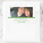 Grünes modernes Foto Save the Date Aufkleber (Tasche)