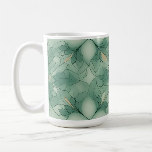 Grünes modernes Geo-Muster Kaffeetasse (Links)