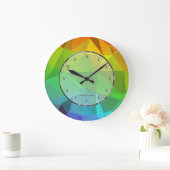 Grünes modernes geometrisches Muster Große Wanduhr (Zuhause)