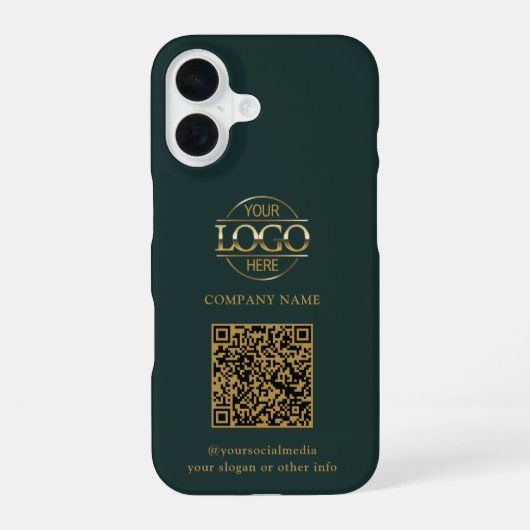 Grünes modernes Geschäftslogo & QR-Code-Promotion iPhone 16 Hülle (Rückseite)