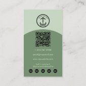 Grünes modernes Make-up-Haar-Bogen-Foto-QR-Code-Lo Visitenkarte (Rückseite)