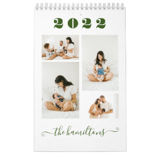 Grünes, modernes Minimalistisches Foto Neujahr Kalender