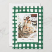 Grünes, modernes Retro-Kariertes Foto Xmas Feiertagskarte (Vorderseite)