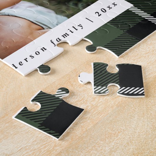 Grünes modernes rustikales Karo Foto Puzzle (Seite)