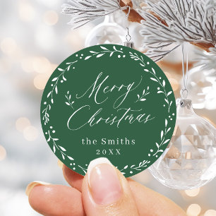 Grünes modernes Skript Frohe Weihnachten Geschenk Runder Aufkleber