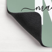 Grünes modernes Skript Namensmonogramm Mousepad (Ecke)