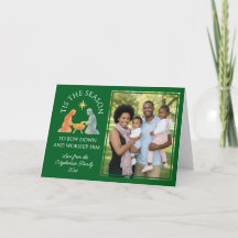 Grünes modernes TIS DIE SAISON Familienfoto Weihna