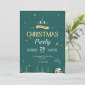 Grünes modernes WeihnachtsParty Einladung (Stehend Vorderseite)
