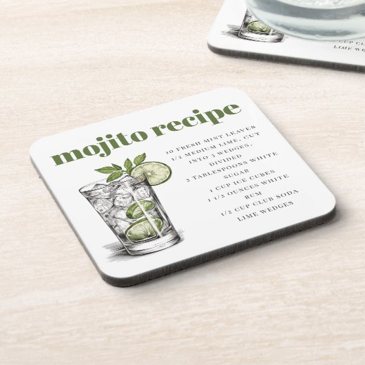 Grünes Mojito Rezept Getränkeuntersetzer (Linke Seite)