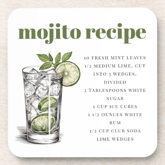 Grünes Mojito Rezept Getränkeuntersetzer (Vorderseite)