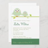 Grünes Moma und Baby Eule-Baby Duscheneinladungen Einladung (Vorne/Hinten)