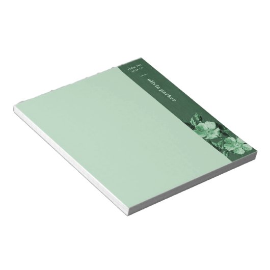 Grünes monochromatisches Bloom Blumenbenutzerdefin Notizblock (angewinkelt)