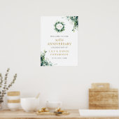 Grünes Monogramm 50. Jubiläums-Willkommensschild Poster (Küche)