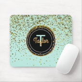 Grünes Monogramm der Gold-und Minzebezauberndes Mousepad (Mit Mouse)