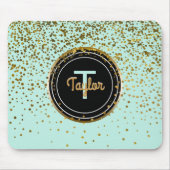 Grünes Monogramm der Gold-und Minzebezauberndes Mousepad (Vorne)