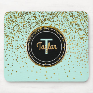Grünes Monogramm der Gold-und Minzebezauberndes Mousepad