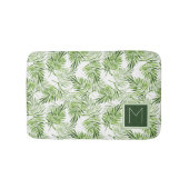 Grünes Monogramm der Palmblatt-| Badematte (Vorderseite)