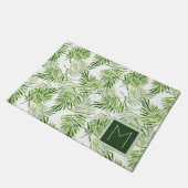 Grünes Monogramm der Palmblatt-| Fußmatte (Schrägansicht)