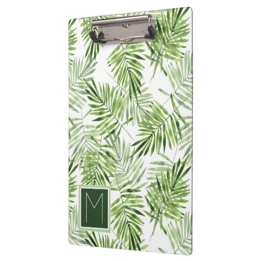 Grünes Monogramm der Palmblatt-| Klemmbrett (Links)