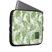 Grünes Monogramm der Palmblatt-| Laptopschutzhülle (Vorne Rechts)