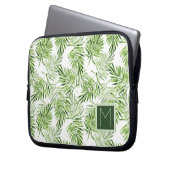 Grünes Monogramm der Palmblatt-| Laptopschutzhülle (Vorderseite Links)