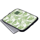 Grünes Monogramm der Palmblatt-| Laptopschutzhülle (Vorne Knopf)