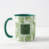 Grünes Monogramm der Palmblatt-| Tasse (Links)