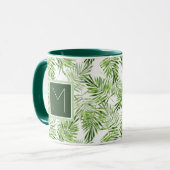 Grünes Monogramm der Palmblatt-| Tasse (Vorderseite Links)