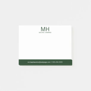 Grünes Monogramm für Herren Post-it Klebezettel