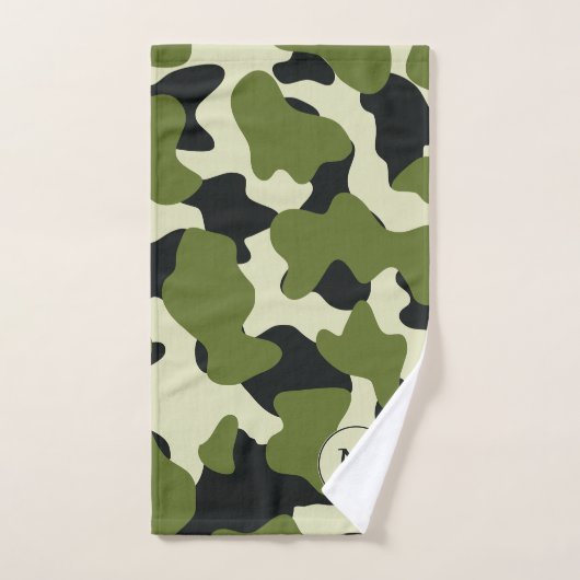 Grünes Monogramm Großes Kuhprägung Badhandtuch Set (Handtuch)