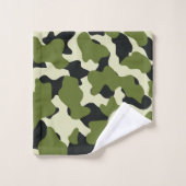 Grünes Monogramm Großes Kuhprägung Badhandtuch Set (Waschlappen)