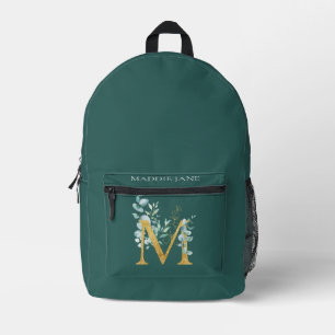 Grünes Monogramm M Name Bedruckter Rucksack