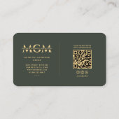 Grünes Monogramm QR mit Minimalistischem Marketing Visitenkarte (Rückseite)