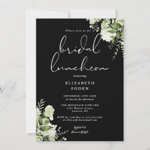 Grünes Monogramm Schwarz-Weiße Hochzeitslunch-Einl Einladung