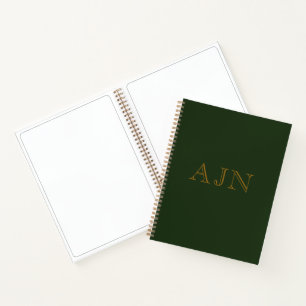 Grünes monogrammiertes Skizzenkunst-Notizbuch-Gesc Notizblock