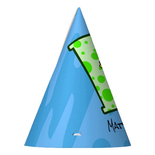 Grünes Monster-1. Geburtstag Partyhütchen (Links)