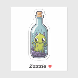 Grünes Monster in einer Flasche Aufkleber