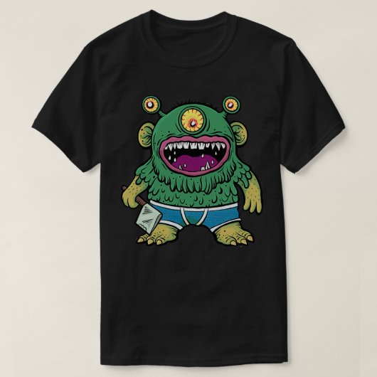 Grünes Monster mit Axt T-Shirt (Design vorne)