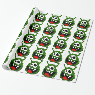 Grünes Monster - Pixel Art Geschenkpapier