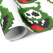 Grünes Monster - Pixel Art Geschenkpapier (Rolleneckpunkt)