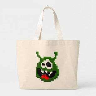 Grünes Monster - Pixel Art Jumbo Stoffbeutel