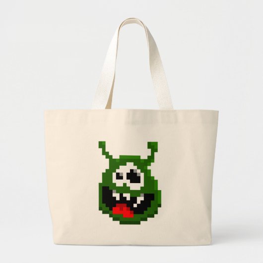 Grünes Monster - Pixel Art Jumbo Stoffbeutel (Vorne)