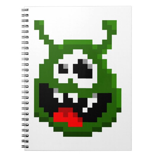 Grünes Monster - Pixel Art Notizblock (Vorderseite)