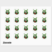 Grünes Monster - Pixel Art Runder Aufkleber (Blatt)