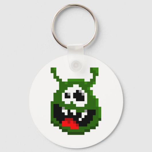 Grünes Monster - Pixel Art Schlüsselanhänger (Vorderseite)